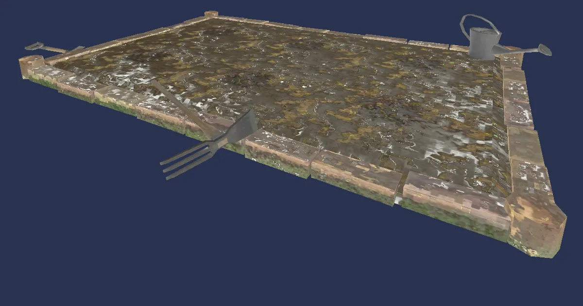 3D-Ansicht von Eckiges Gartenbeet