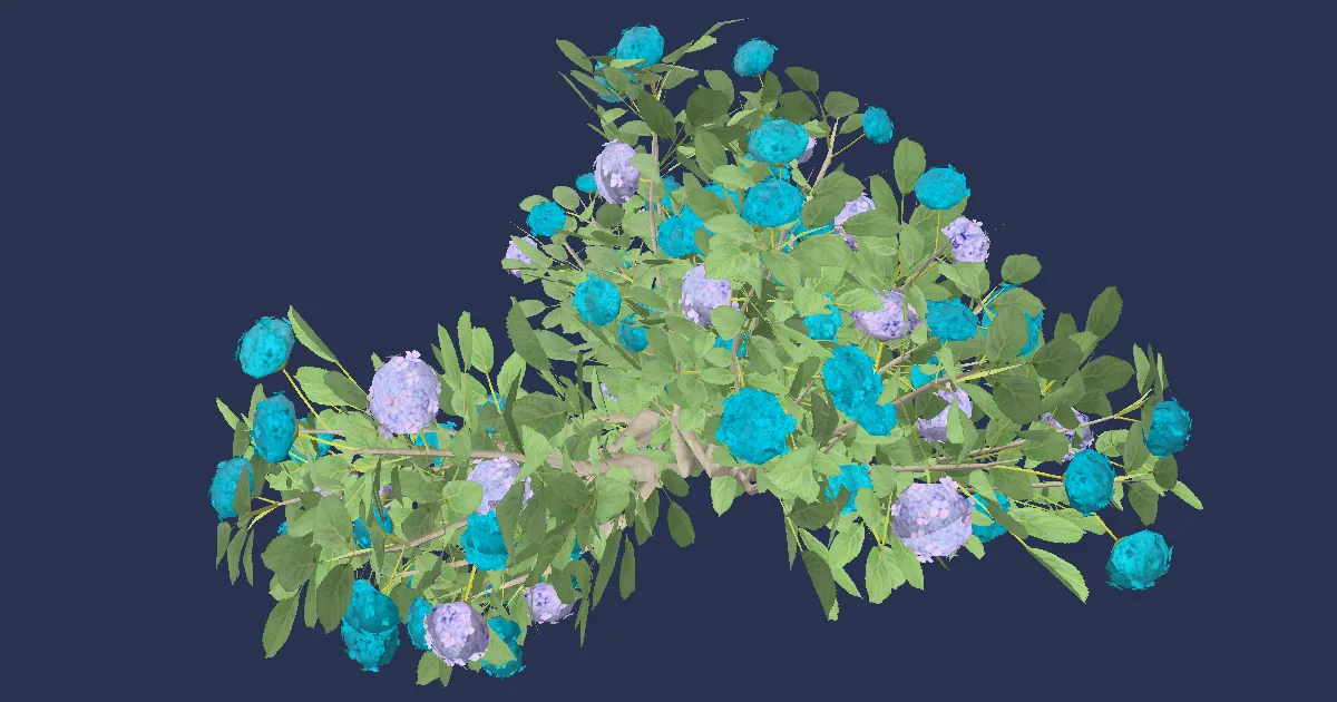 3D-Ansicht von Hortensienstrauch