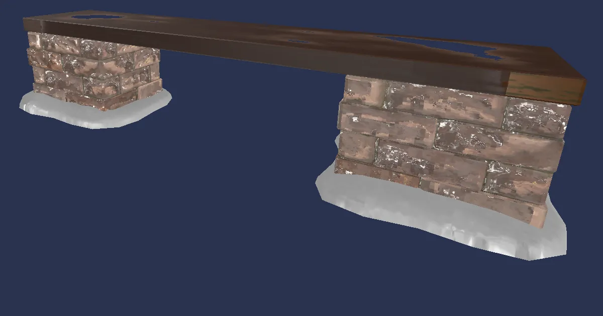3D-Ansicht von Verschneite Ziegelbank