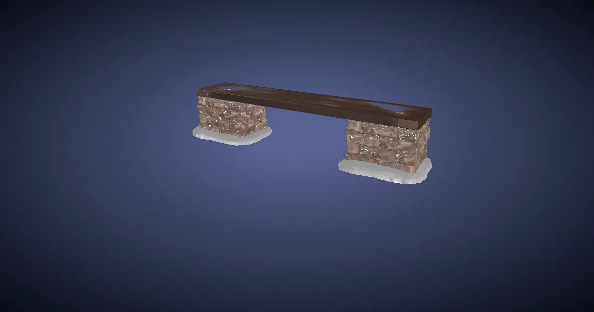 Snowy Red Brick Bench - 3D render